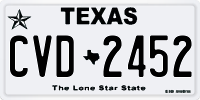 TX license plate CVD2452