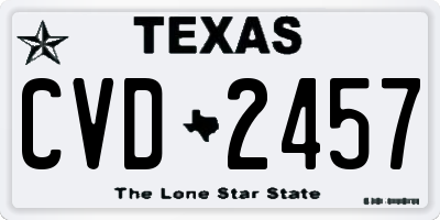 TX license plate CVD2457