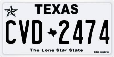 TX license plate CVD2474