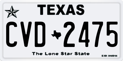TX license plate CVD2475