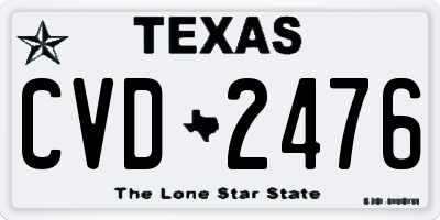 TX license plate CVD2476