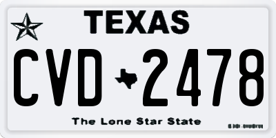 TX license plate CVD2478
