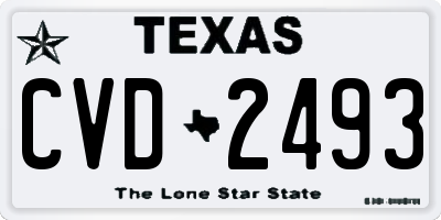 TX license plate CVD2493