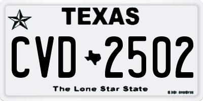TX license plate CVD2502