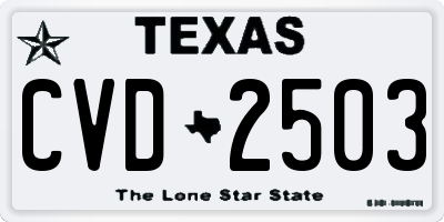 TX license plate CVD2503