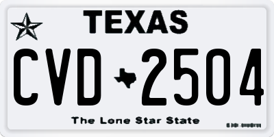 TX license plate CVD2504
