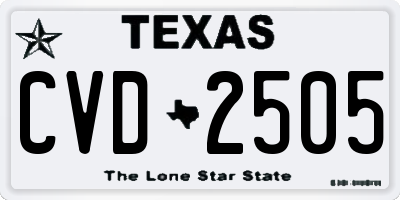 TX license plate CVD2505