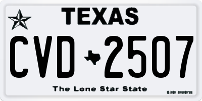 TX license plate CVD2507