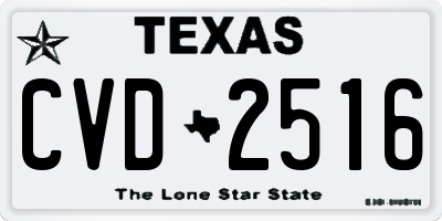 TX license plate CVD2516