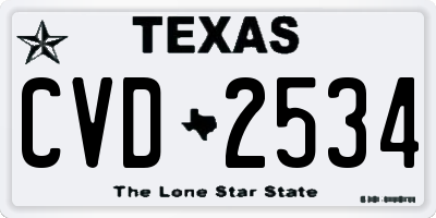 TX license plate CVD2534