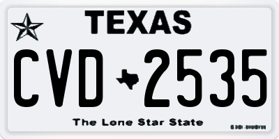 TX license plate CVD2535