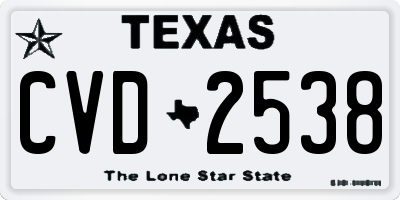 TX license plate CVD2538