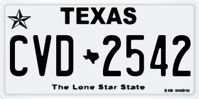 TX license plate CVD2542