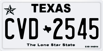 TX license plate CVD2545