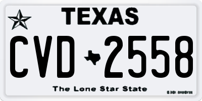 TX license plate CVD2558