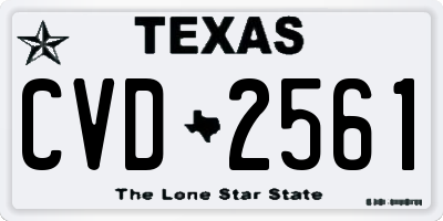 TX license plate CVD2561