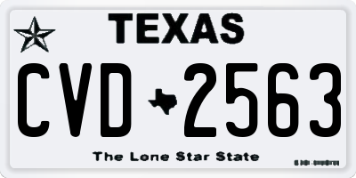 TX license plate CVD2563