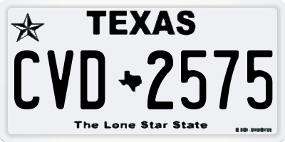 TX license plate CVD2575
