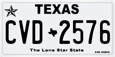 TX license plate CVD2576