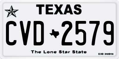 TX license plate CVD2579