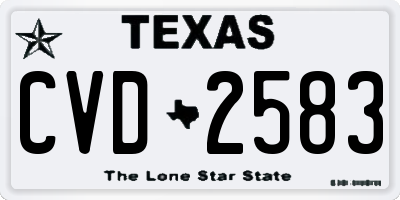 TX license plate CVD2583