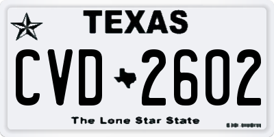 TX license plate CVD2602
