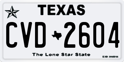 TX license plate CVD2604