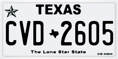 TX license plate CVD2605