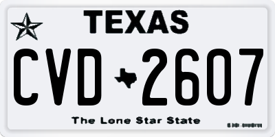 TX license plate CVD2607