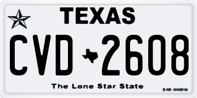 TX license plate CVD2608