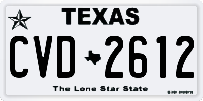 TX license plate CVD2612