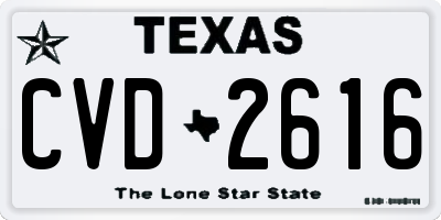 TX license plate CVD2616