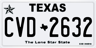 TX license plate CVD2632