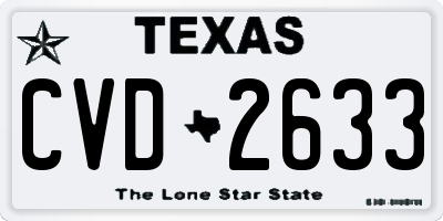 TX license plate CVD2633