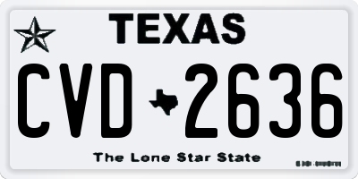 TX license plate CVD2636