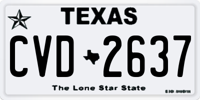 TX license plate CVD2637