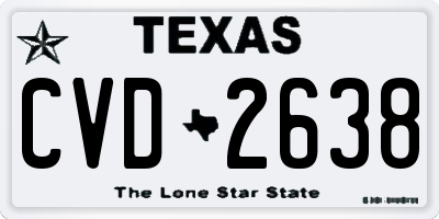 TX license plate CVD2638