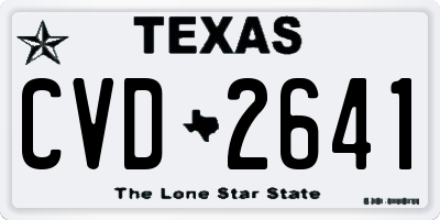 TX license plate CVD2641