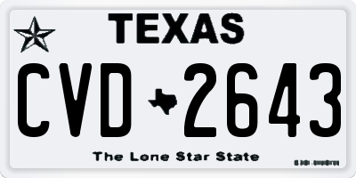 TX license plate CVD2643
