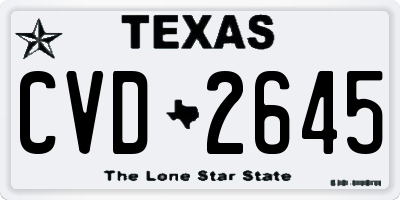 TX license plate CVD2645