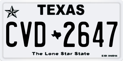 TX license plate CVD2647