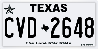 TX license plate CVD2648