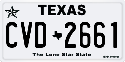 TX license plate CVD2661