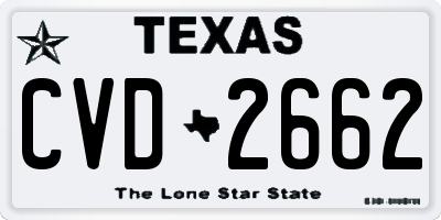 TX license plate CVD2662