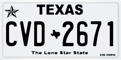 TX license plate CVD2671