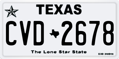 TX license plate CVD2678