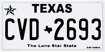 TX license plate CVD2693