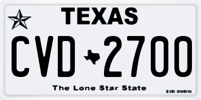 TX license plate CVD2700
