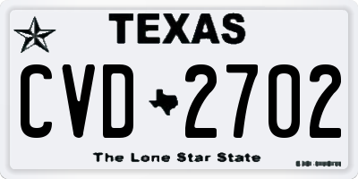 TX license plate CVD2702