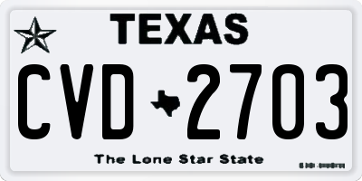 TX license plate CVD2703